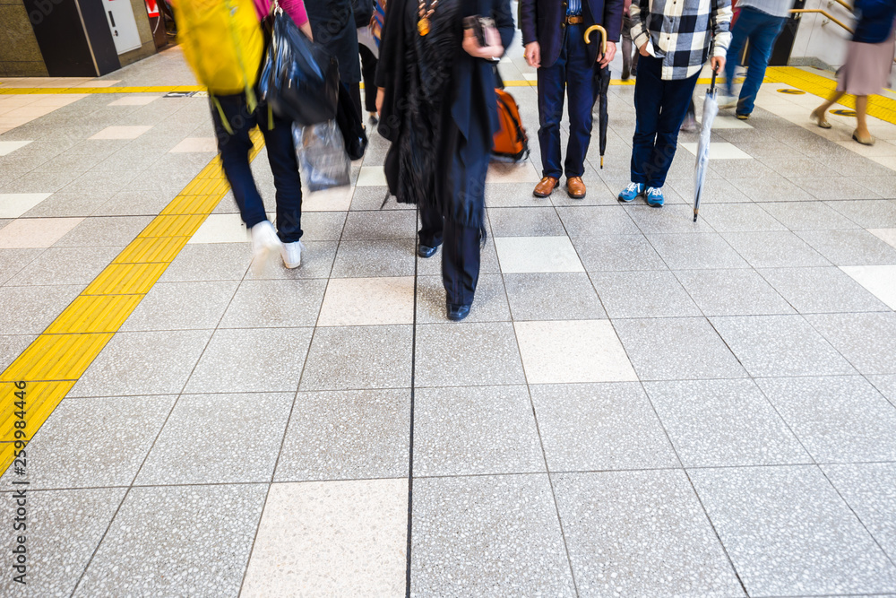 People movement rushing to the train station
