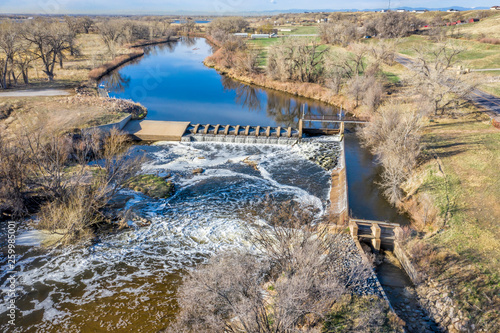 water diversion dam aerial view