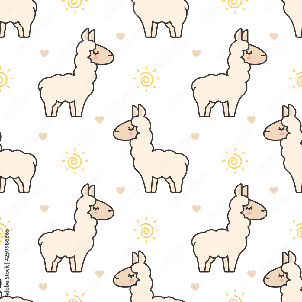 Obraz premium Cute llama Seamless Pattern Background