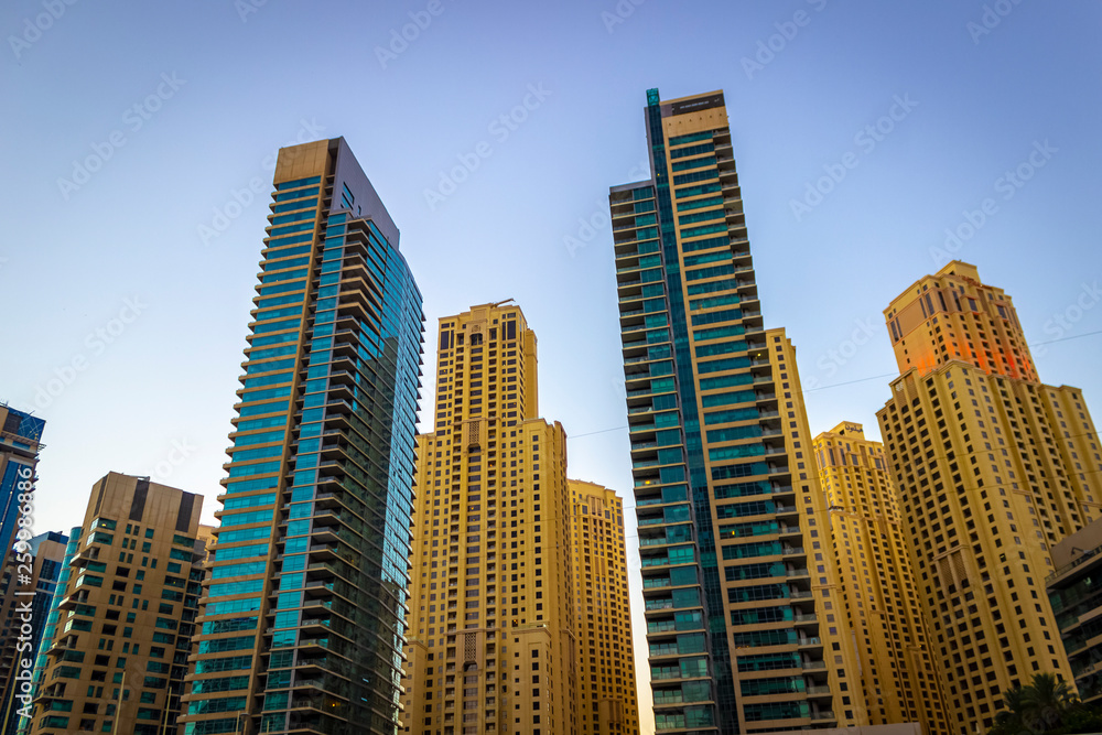 District downtown. View of the beautiful modern high-rise buildings.