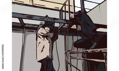 Worker cutting metal with a power saw at a construction site, representing industrial work, metal fabrication, and construction process