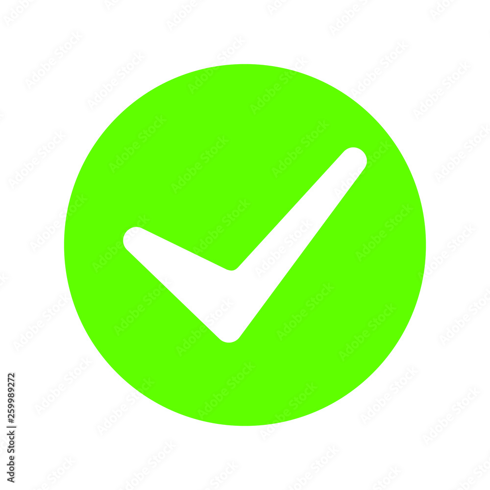 Check mark icon vector green background Check mark icon vector green background