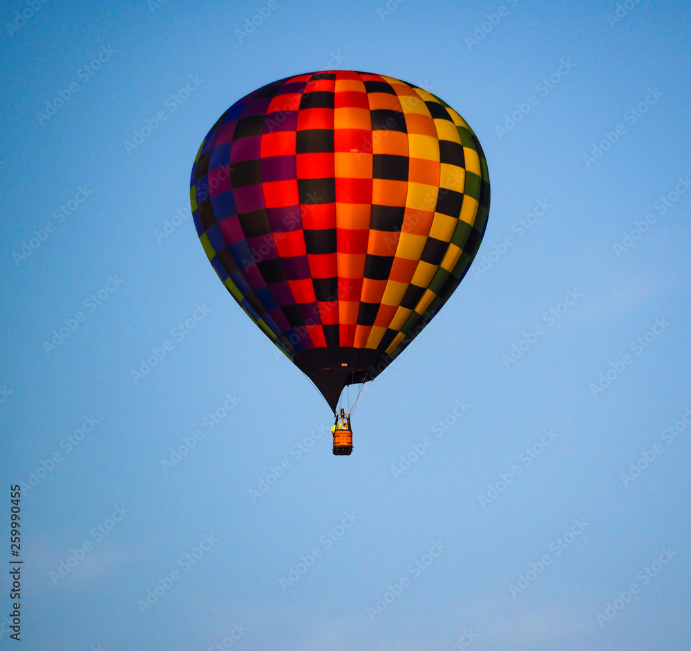 Colorful Hot Air Balloon Floating Blue Sky Colorful Hot Air Balloon Floating Blue Sky