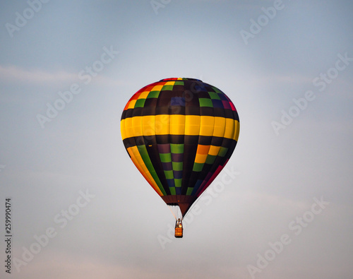 Colorful Air Balloon Floating Morning Sky