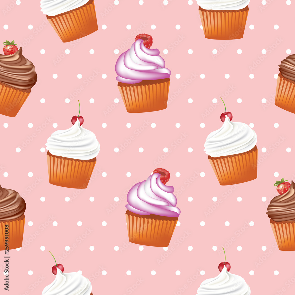Seamless cupcake pattern, vector Seamless cupcake pattern, vector