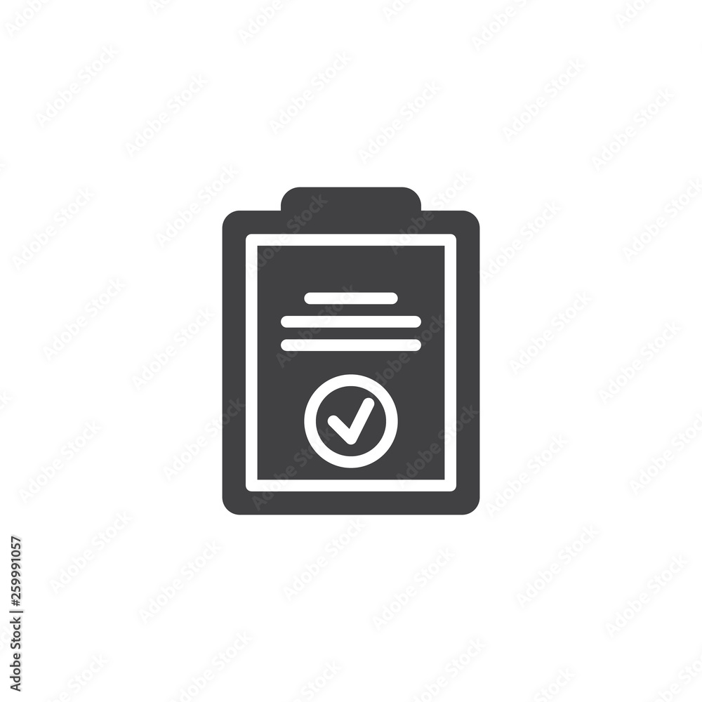 Checklist paper clipboard vector icon. filled flat sign for mobile concept and web design. Approved document file glyph icon. Symbol, logo illustration. Pixel perfect vector graphics Checklist paper clipboard vector icon. filled flat sign for mobile concept and web design. Approved document file glyph icon. Symbol, logo illustration. Pixel perfect vector graphics