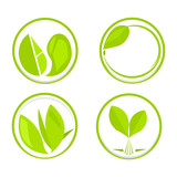 Logo green leaf in circle or logo for save environment.