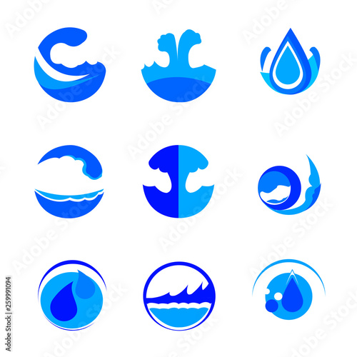 Logo water or blue water circle logo or wave water logo or water icon