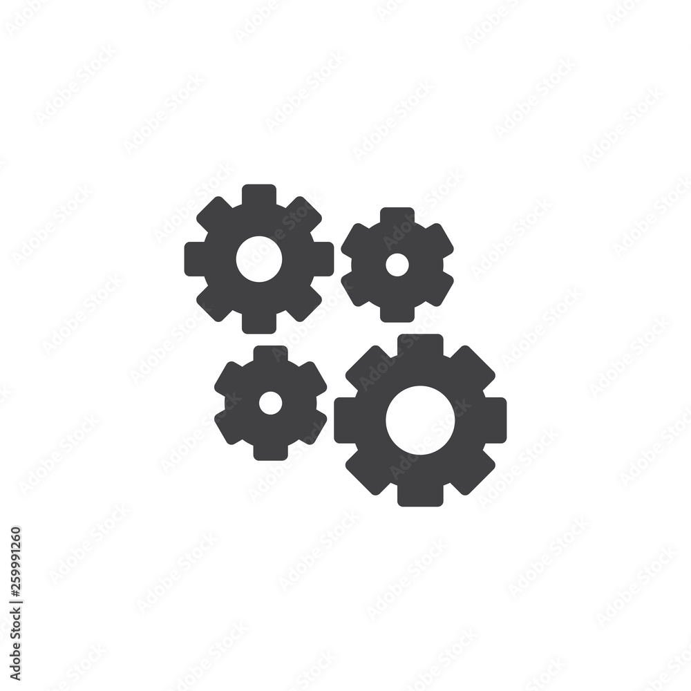 Setting Gears, cogwheels vector icon. filled flat sign for mobile concept and web design. Cog gears mechanism glyph icon. Symbol, logo illustration. Pixel perfect vector graphics