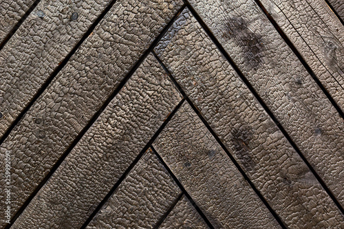 Burnt wooden board texture. Sho-Sugi-Ban Yakisugi is a traditional Japanese method of wood preservation.