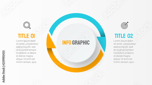 Circle arrows element for infographic with thin line icons. Business concept with 2 options, parts, steps or processes. Vector template.