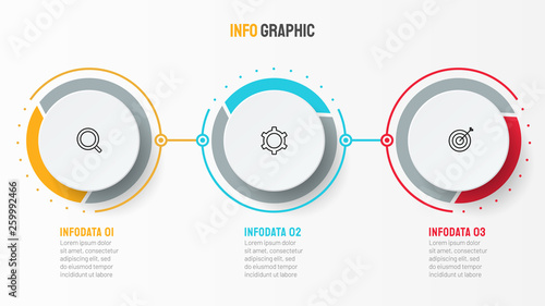 Vector infographic design template with marketing icons. Business concept with 3 options or steps.  Can be used for process diagram, workflow layout, info graph, annual report,  flow chart. 