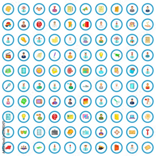 100 recruitment icons set in cartoon style for any design illustration