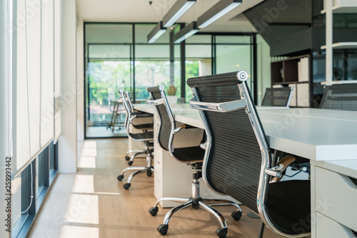 modern office furniture in workspace interior corporate background