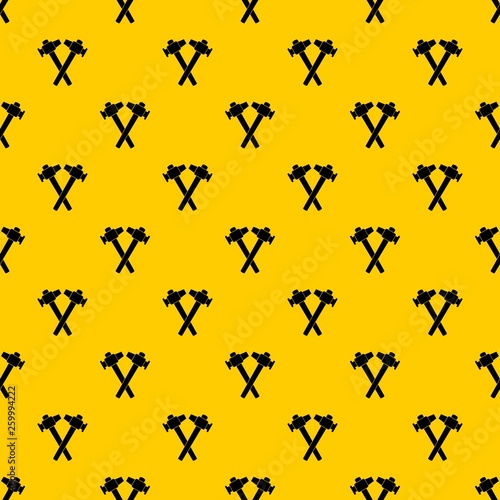 Quadro em tela Crossed blacksmith hammer pattern seamless vector repeat geometric yellow for an