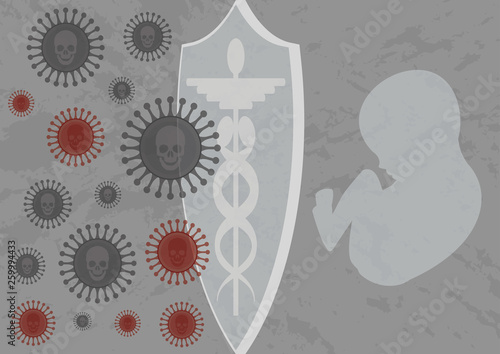 Vaccine protecting a child from deadly infection. Vaccine protecting a child from deadly infection. Vaccine acting as a shield and do not allow an infection attack 