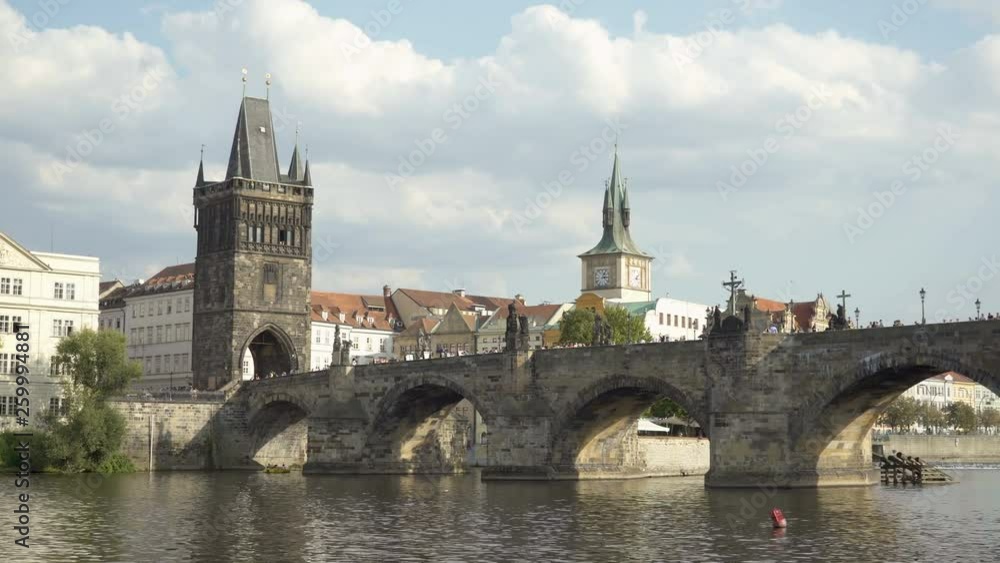 Charles Bridge From The Tourist Prague Boat float under bridge At Vltava River. Prague. Charles Bridge From The Tourist Prague Boat float under bridge At Vltava River. Prague.