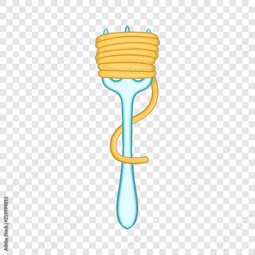 Spaghetti on fork icon in cartoon style isolated on background for any web design 