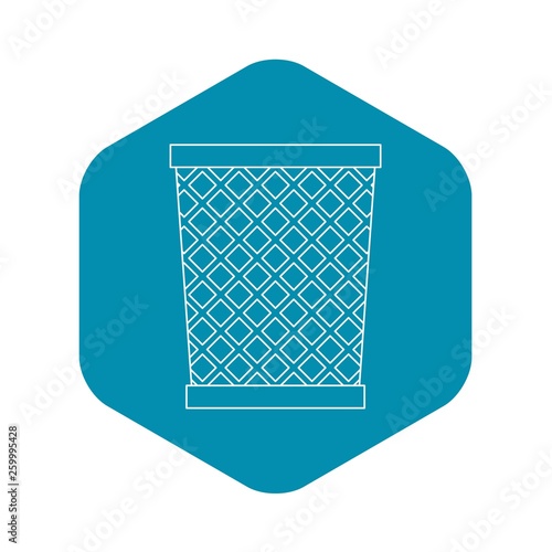 Empty metal trash garbage bin icon. Outline illustration of empty metal trash garbage bin vector icon for web