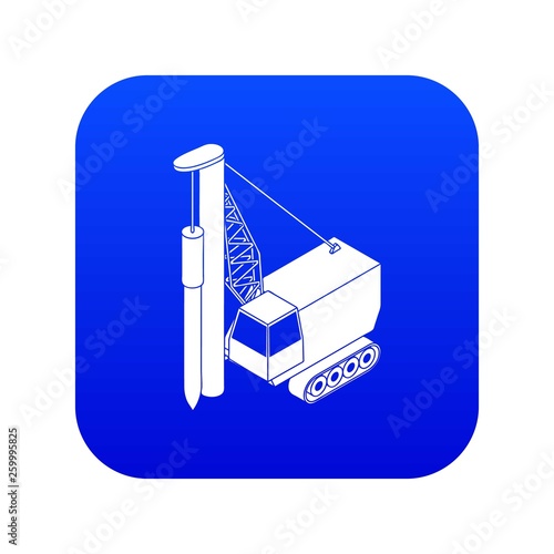 Drilling machine icon blue vector isolated on white background