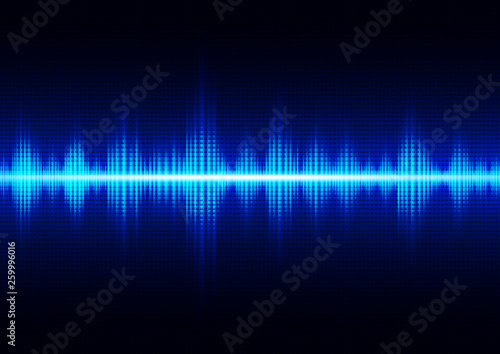 Glowing dark blue digital sound wave  technology abstract background vector illustration