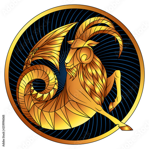 Capricorn golden zodiac sign gilt horoscope symbol