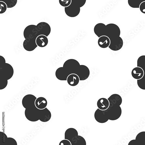 Grey Music streaming service icon isolated seamless pattern on white background. Sound cloud computing, online media streaming, online song, audio wave. Vector Illustration