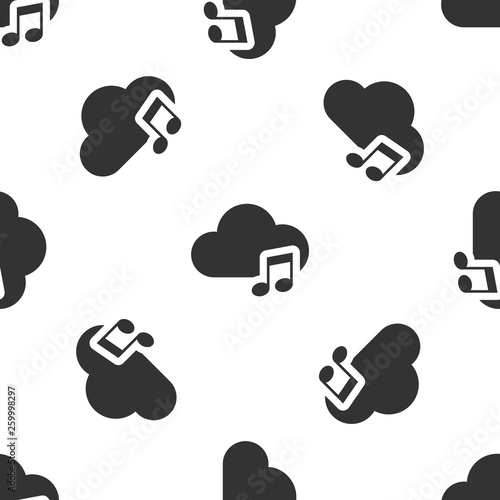 Grey Music streaming service icon isolated seamless pattern on white background. Sound cloud computing, online media streaming, online song, audio wave. Vector Illustration