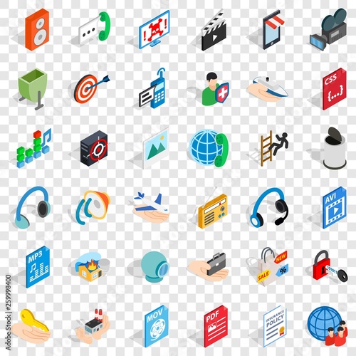 Web management icons set. Isometric style of 36 web management vector icons for web for any design