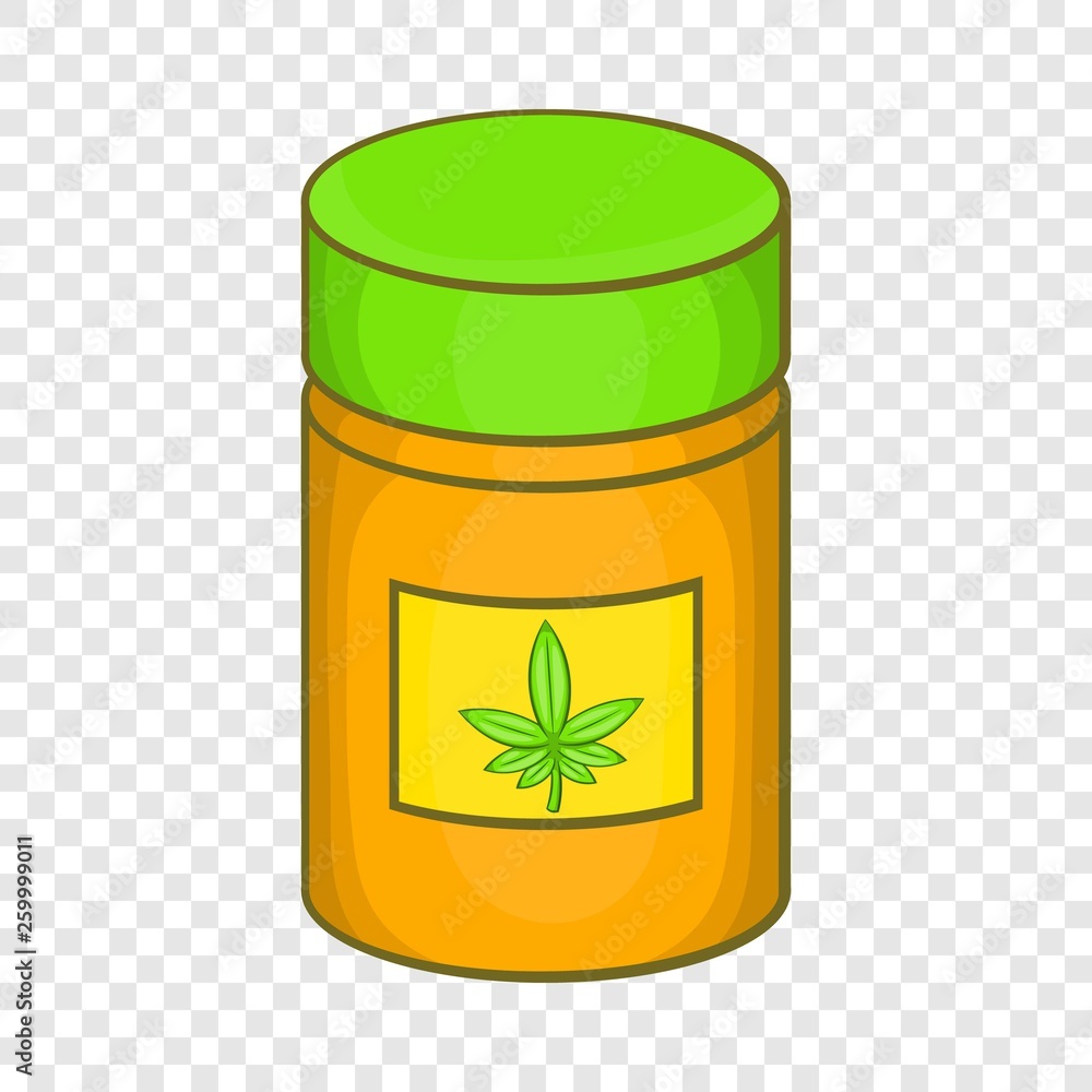 Medical marijua bottle icon in cartoon style isolated on background for any web design 