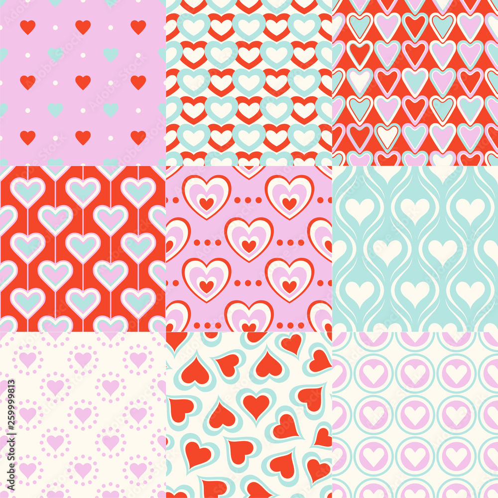Fototapeta premium seamless heart symbol pattern for wrapping paper, textile or wallpaper background.