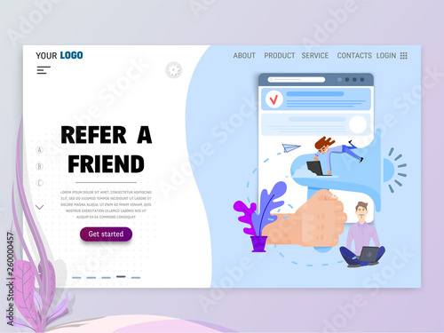 Refer a friend Homepage template for website or landing page.
