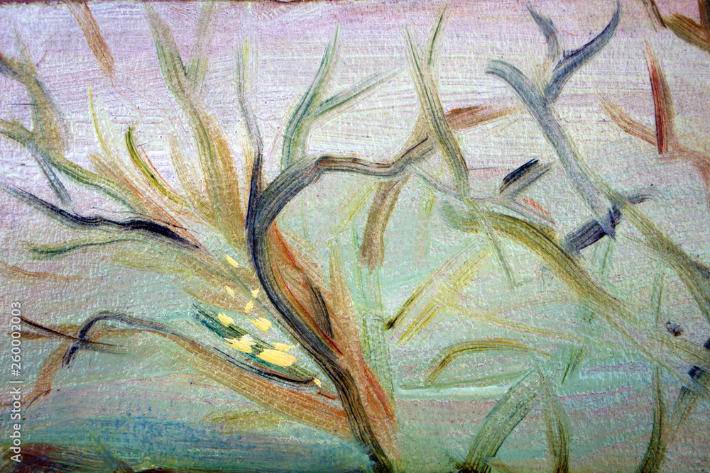 Abstract modern painting. Painting painted with a palette knife on canvas with oil paints in a large stroke.