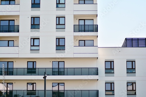 Modern european complex of apartment buildings. Fragment of a modern residential apartment building