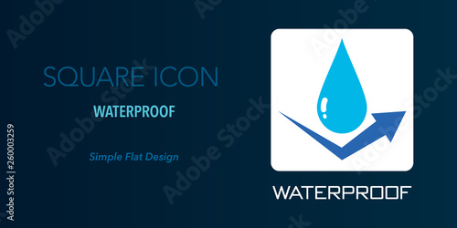 Waterproof square icon. Simple flat design.