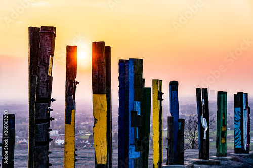 View over the Ruhr area with totem poles to Halde Haniel photo