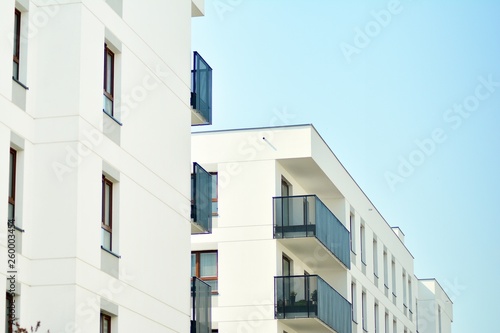 Modern european complex of apartment buildings. Fragment of a modern residential apartment building © Grand Warszawski