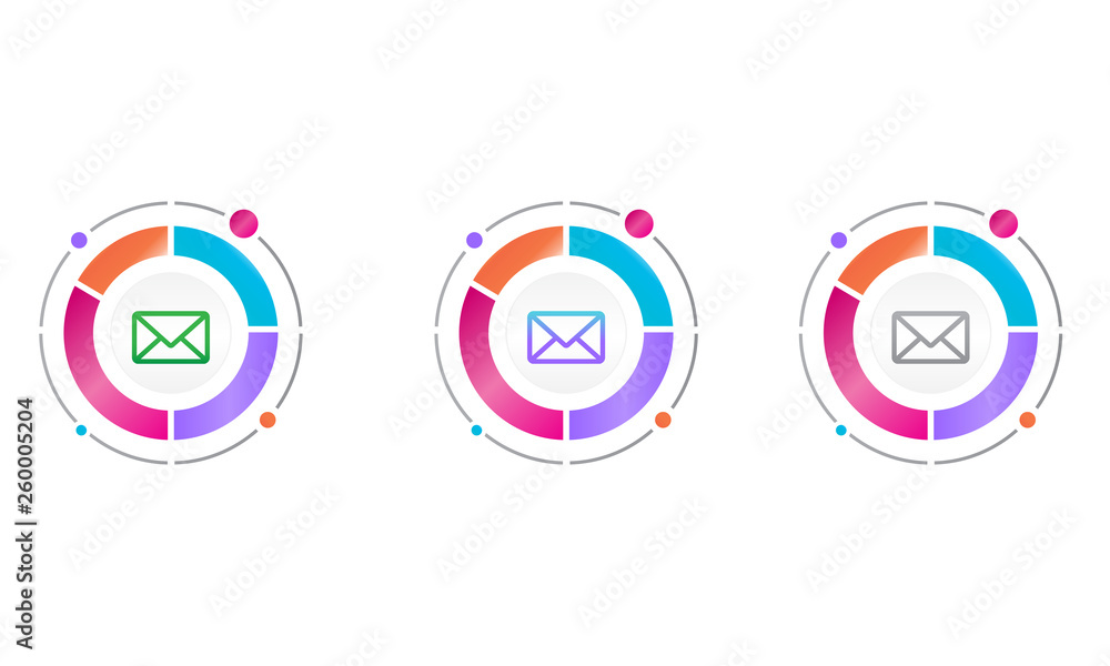 circle diagram with mail icon . vector icon concept