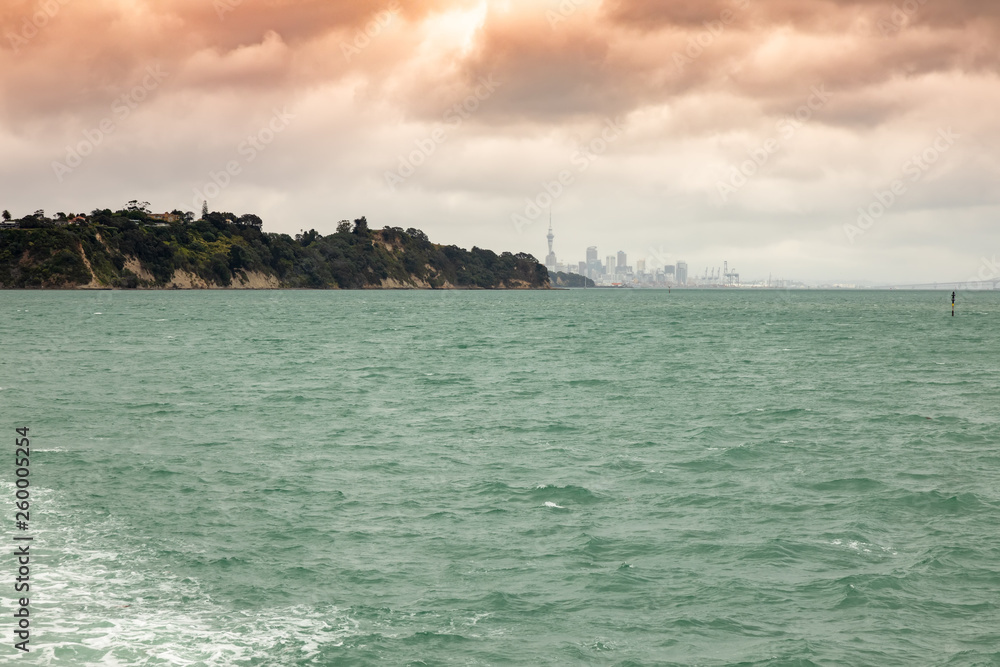 bad weather day at the ocean near Auckland New Zealand
