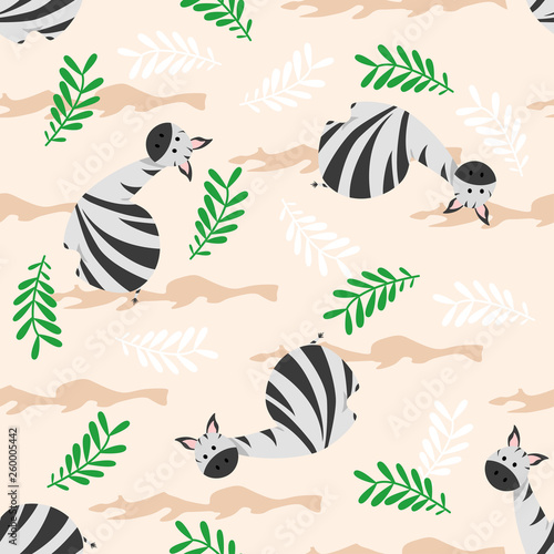 seamless pattern with cute zebra - vector illustration, eps
