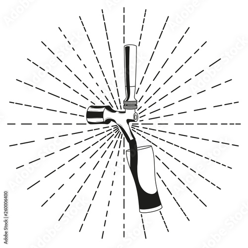 Beer tap and beer glass icon. Vector illustration.