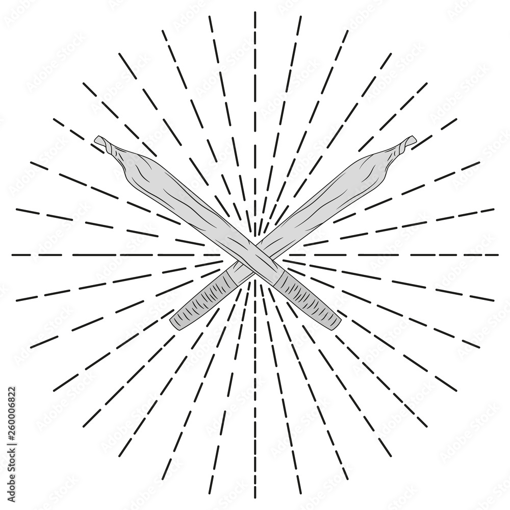 Obraz premium Crossed cannabis spliffs. Marijuana cigarette rolled. Vector illustration.