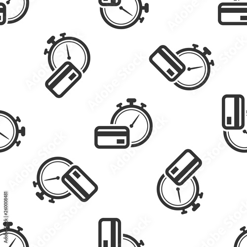 Grey Fast payments icon isolated seamless pattern on white background. Fast money transfer payment. Financial services, fast loan, time is money, cash back concept. Vector Illustration