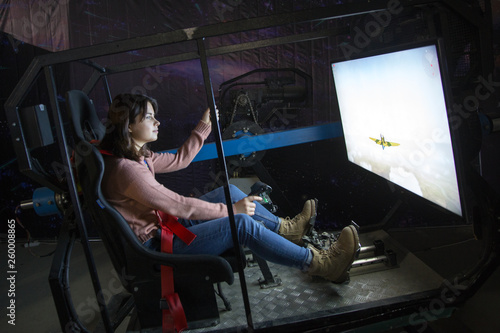 Slika na platnu Flight simulator. Aviation game simulator