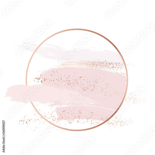 Vector brush strokes in gentle skin tones and rose gold colors graphics. Pastel hand-drawn glitter shapes, luxury design .