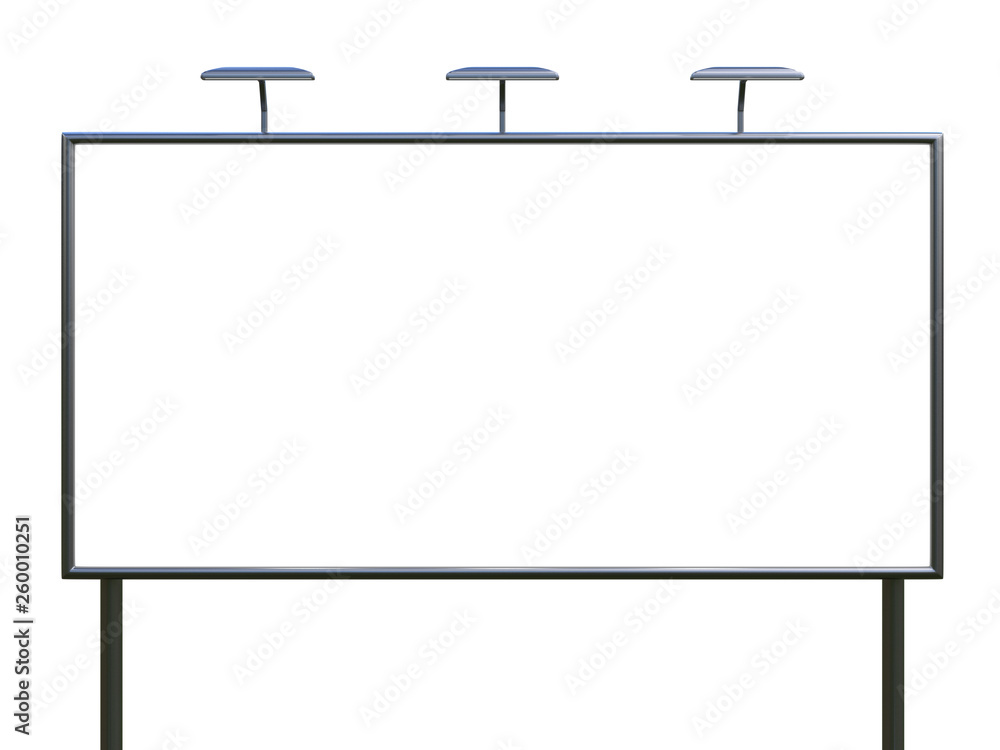 Obraz premium 3D rendering of blank billboard (empty advertisement) isolated on white. Empty mockup template