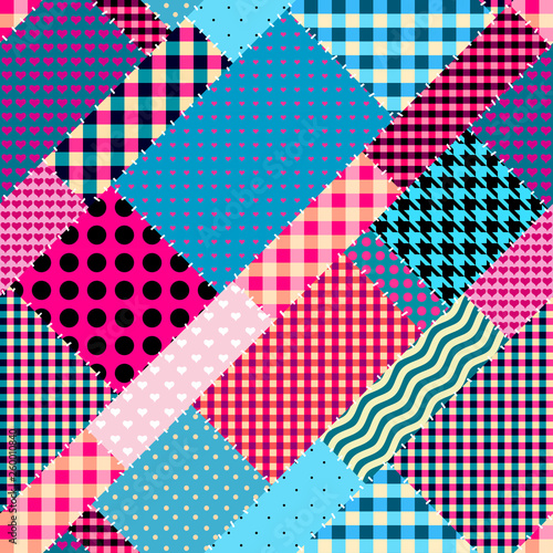 Patchwork textile pattern. Seamless quilting design background.