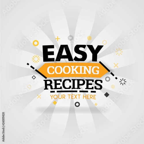 Orange logo template for easy cooking recipes . for promotion, advertising, marketing. Can be for food application cover, culinary logo, food shop logo, restaurant web cover, cookbook, cooking dish