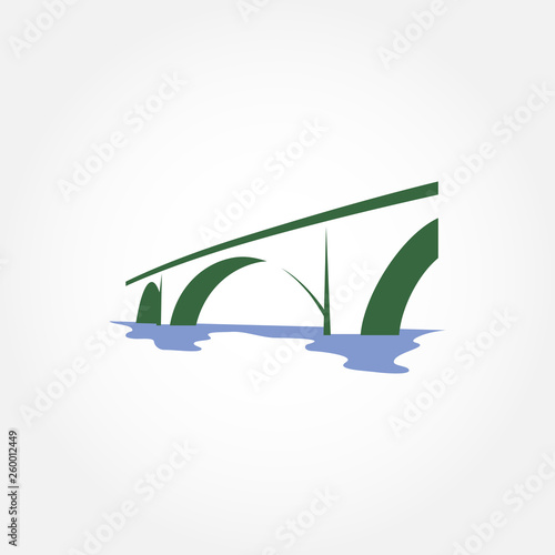 Bridge on the river with illustration of river flow