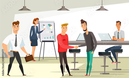 Office workers at workplace vector illustration